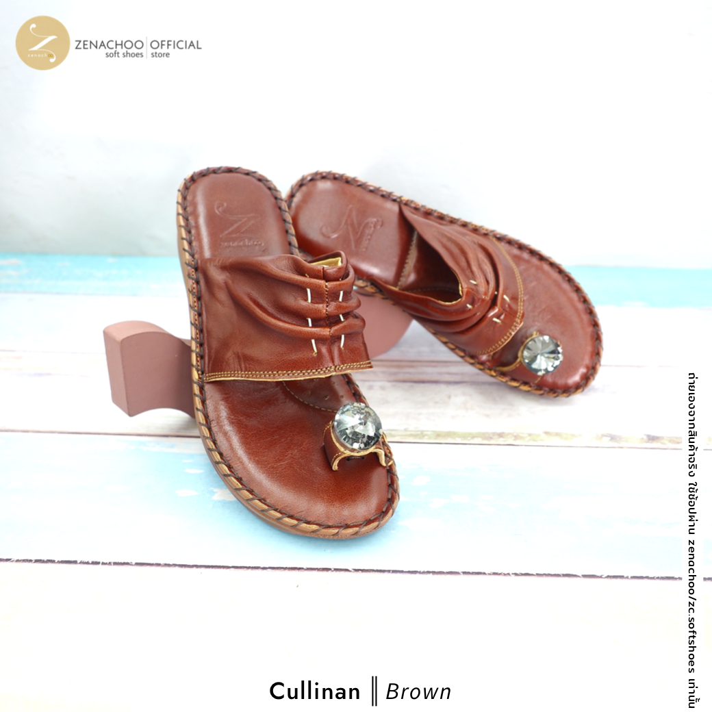 ZENACHOO รองเท้าสุขภาพผู้หญิง รุ่น Cullinan แบบสวมนิ้วโป้ง หนังนิ่ม พื้นนุ่ม ใส่สบาย สูง 1.5 นิ้ว ทรงปกติ