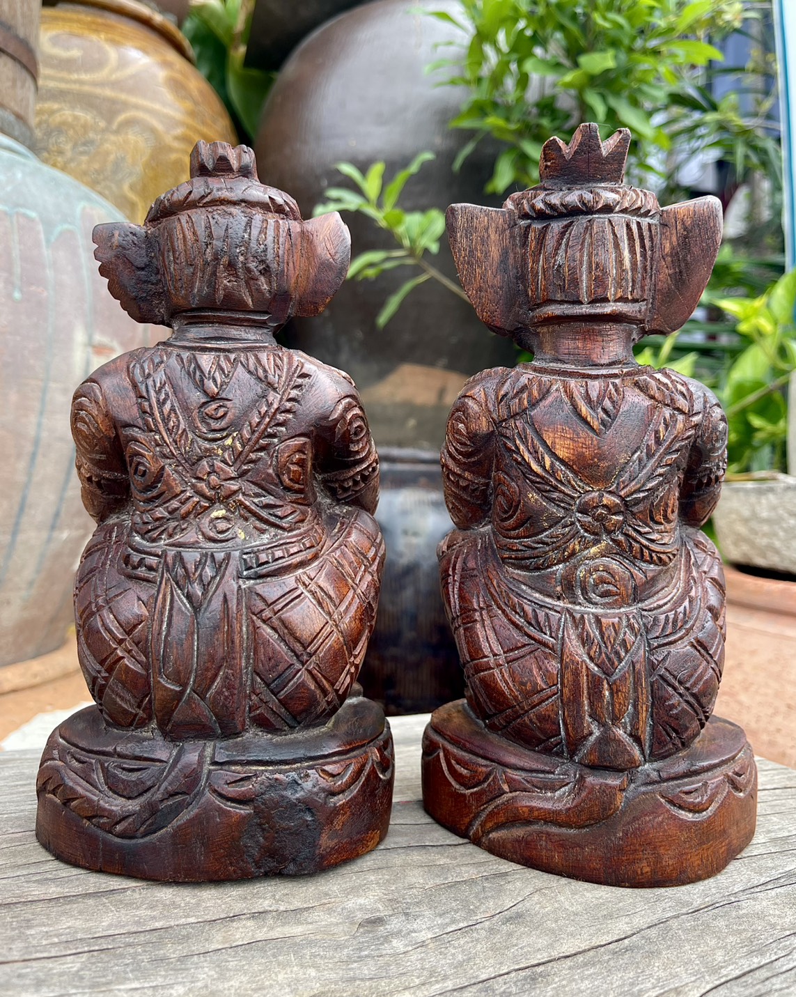 หนุมานแกะสลัก ไม้สัก ขนาดสูง9นิ้ว หนุมานจับหลัก หลวงพ่อดิ่ง วัดบางวัว