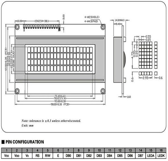 20X4 Character LCD Module Display (Blue Backlight)
