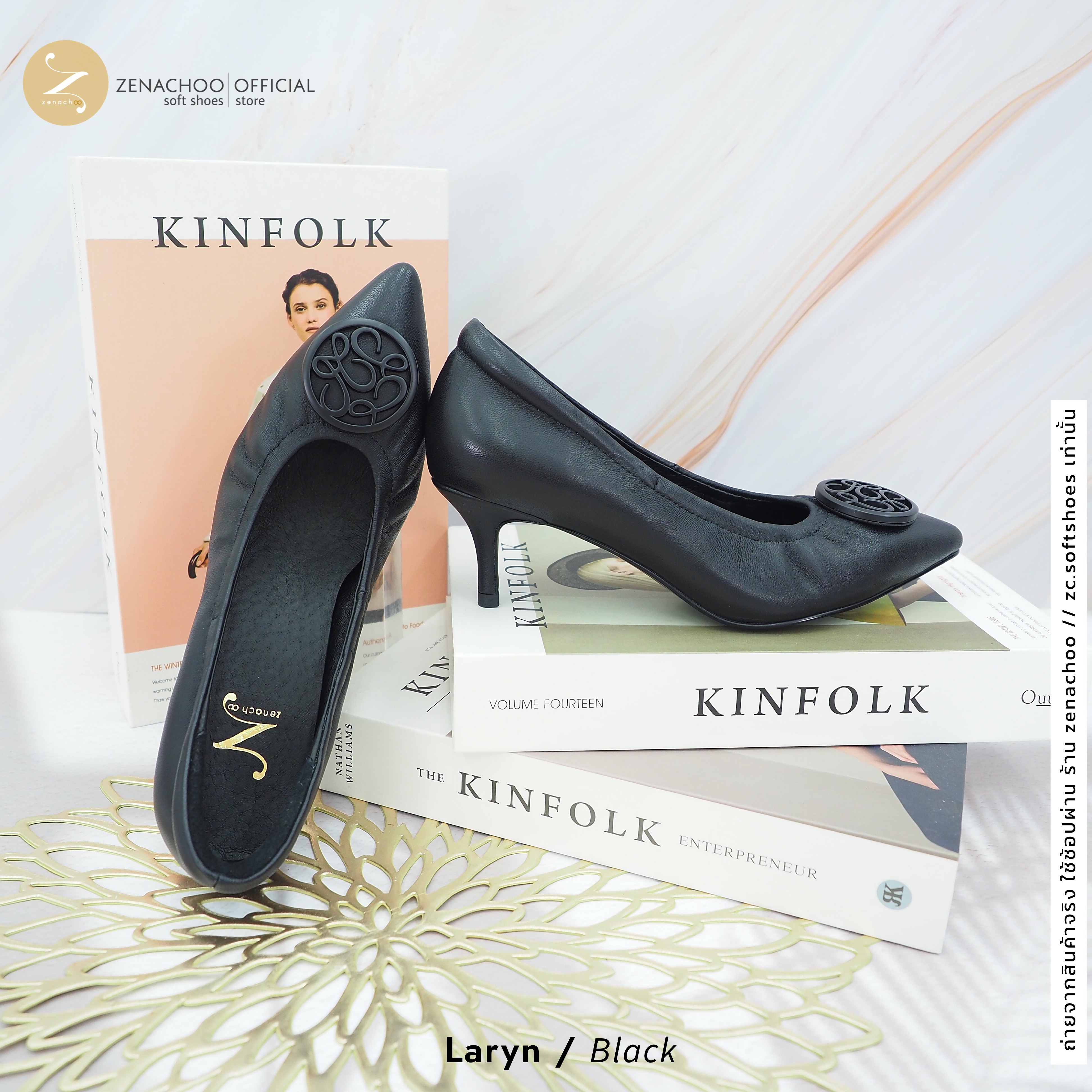 ทรงปกติ เปลี่ยนไซส์ได้-ไม่รับคืน Zenachoo รุ่น Laryn สูง 2นิ้ว รองเท้าหนังแกะแท้ หนังนิ่ม พื้นนุ่ม