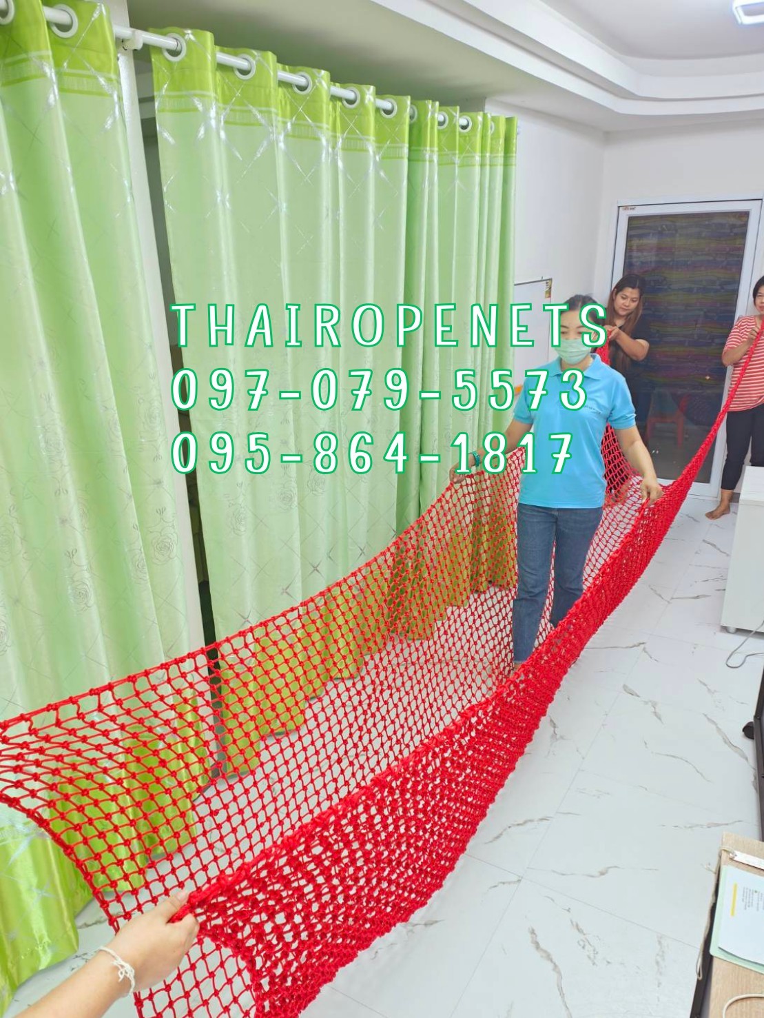 เชือกถักกลมสีแดง (Polypropylene, PP) ใช้ถักตาข่าย ชักรอก เชือกเส้นใยนิ่ม ใยเหนียว ผสมสารป้องกันUV Protection ทนแดดทนฝน