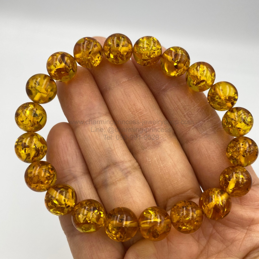 Flower Amber อำพัน 10 มม 11.14 g จากโปแลนด์