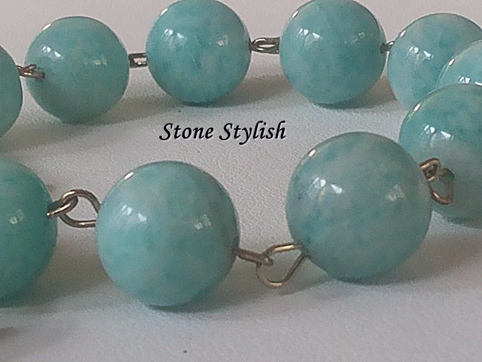 สร้อยข้อมือ ลาลิมาร์ Larimar stone ขนาด 14 มิล