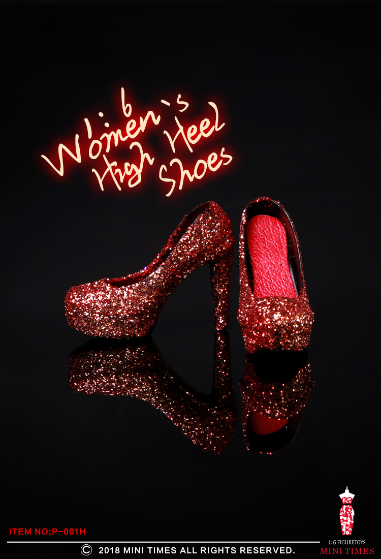 Mini Times toys P-001 Sequined gold silk crystal high heels