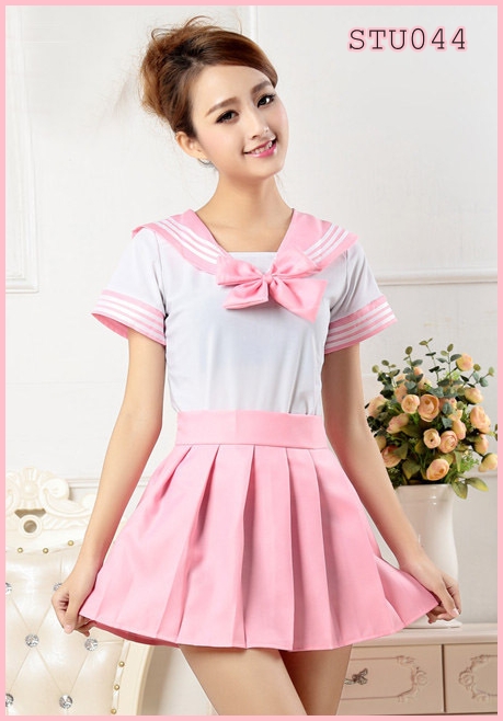 STU044 ชุดนักเรียนญี่ปุ่นเซเลอมูน สีขมพูอ่อนน่ารัก