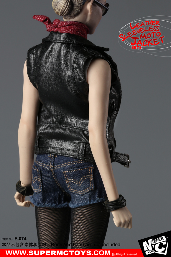 SuperMCTOYS F-074 Leather Sleeveless Moto Jacket Sets