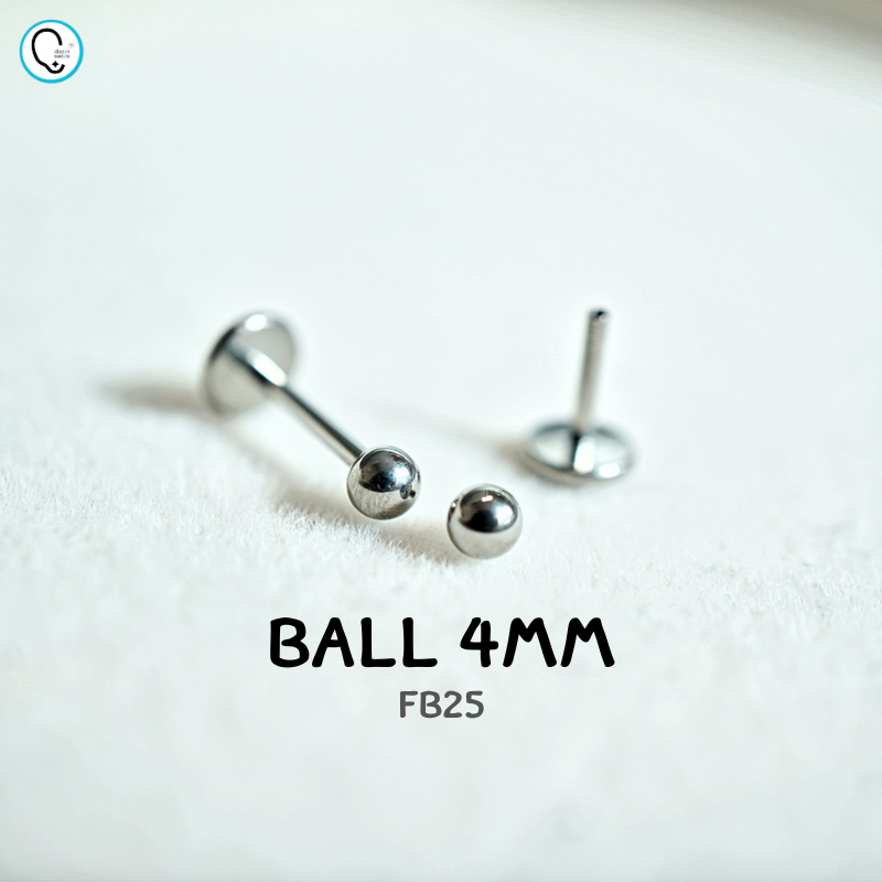 ต่างหูไทเทเนียม 100% แป้นแบนขันน็อต สำหรับผิวแพ้ง่าย ใส่สบายเรียบหลังหู รหัส FB (ราคา/ข้าง)