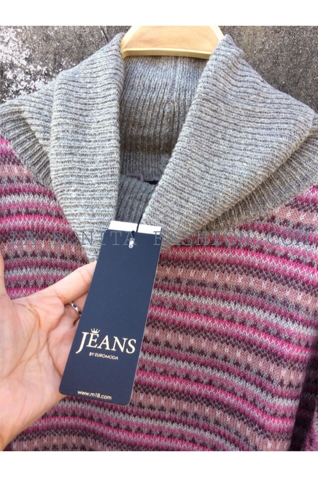 เสื้อกันหนาวไหมพรม สีเทา-ชมพู คอเต่า ดูเรียบง่าย เก๋ไก๋ มีสไตล์ค่ะ