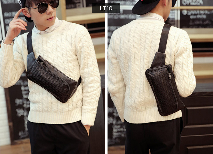 กระเป๋าคาดอก กระเป๋าคาดเอว หนัง PU ลายสาน สีดำ รหัสสินค้า LT10 หมวดหมู่ หนัง กระเป๋าคาดอก กระเป๋าคาดเอว พร้อมส่ง