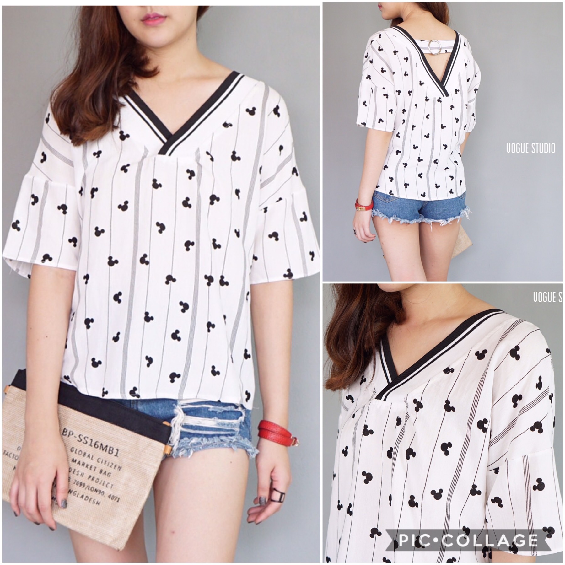 เสื้อคอวี เก๋ๆ ปริ้นลายน่ารัก