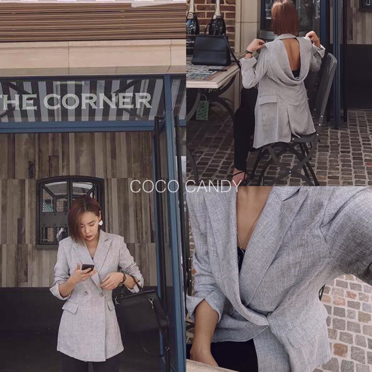 เสื้อสูทBlazer ถ่วงหลัง ทรงเกร๋ สไตล์สาวเกาหลี ใส่เป็นเดรสสั้นก็สวยเท่ เก๋ไก๋ แบบสาวเกาหลีเลยจ้า