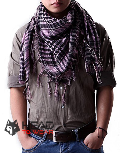 ผ้าพันคอชีมัค Shemash (เนื้อผ้า Viscose) : สีชมพูอ่อน-ดำ CV012