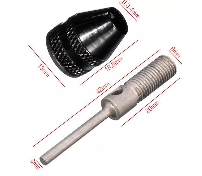 CH13 หัวจับสว่านจิ๋ว 0.8-3.4 มิล แกน 3 มิล ใส่กับเครื่องเจียรมินิ
