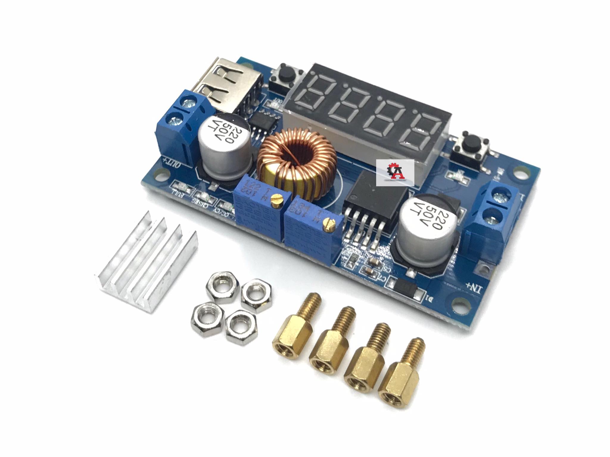 DC-DC Step Down Converter 5-36V to 1.25-32V 5A (XL4015) โมดูลแปลงไฟลงพร้อมหน้าจอและพอร์ต USB สต็อกไทยส่งไว