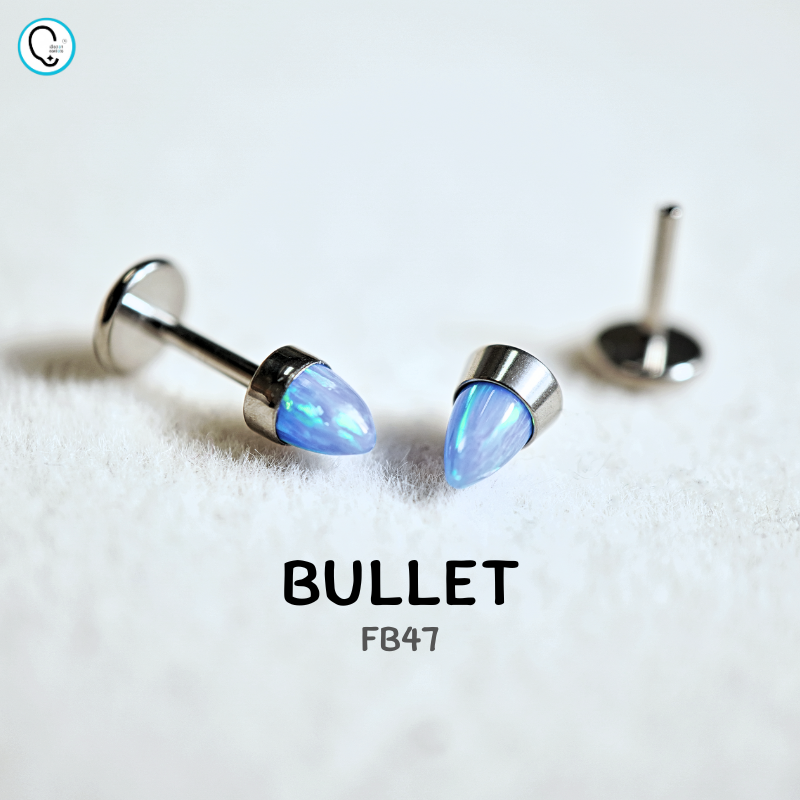 ต่างหูไทเทเนียม 100% แป้นแบนขันน็อต สำหรับผิวแพ้ง่าย ใส่สบายเรียบหลังหู รหัส FB (ราคา/ข้าง)