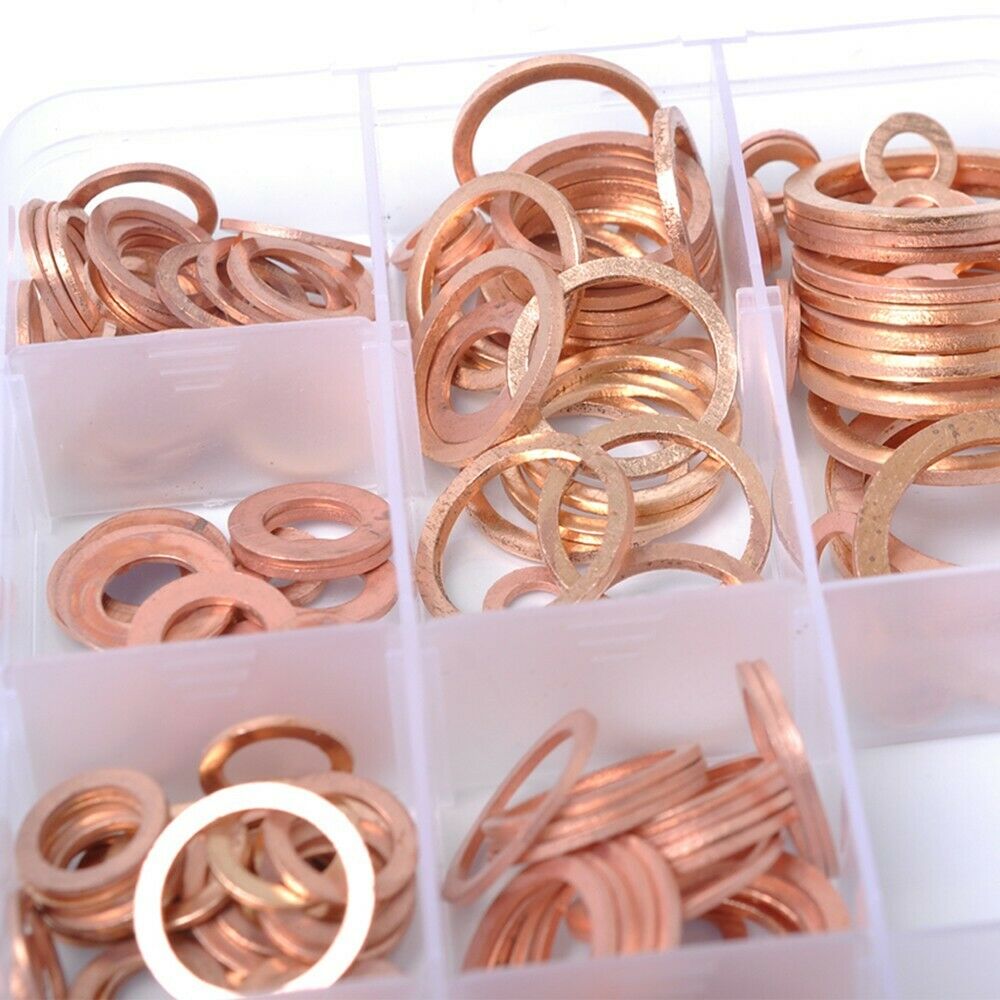 CR04 ชุดโอริงทองแดง 150 ชิ้น M5-M22 สำหรับงาน แหวนถ่ายน้ำมันเครื่อง ปั๊มลม ต่างๆ