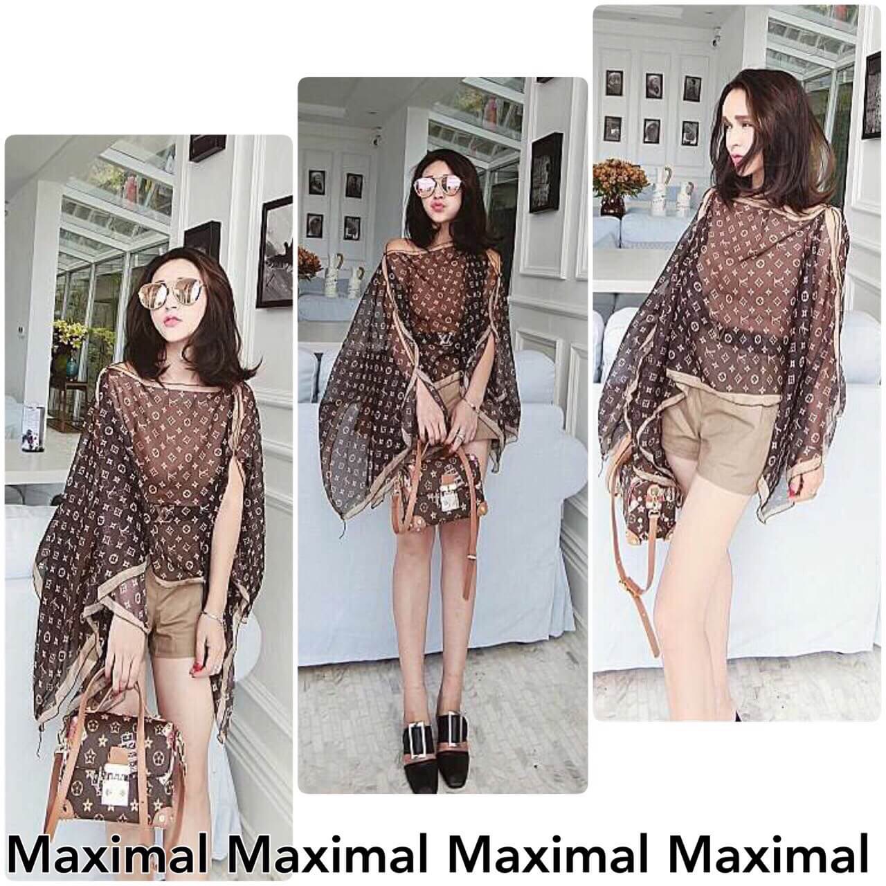 พร้อมส่ง เซทผ้าคลุมไหล่ LV & เสื้อสายเดี่ยว :Recommeded!!เสื้อคลุมไหล่โมโนแกรม งานแบรนด์ Louisvuitton