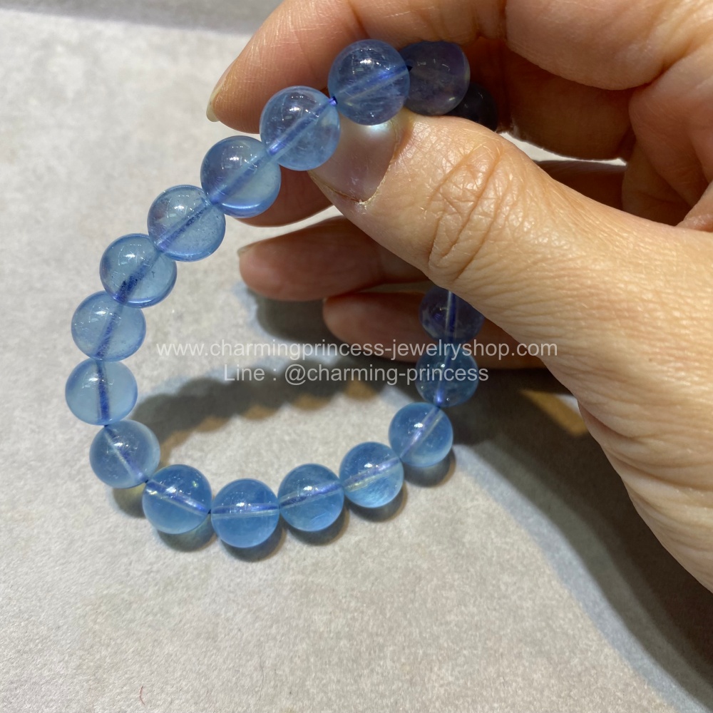 Aquamarine อความารีน 10 มม AAA++ หินประจําเดือนเกิดของคนราศีมีน เป็นของขวัญของความห่วงใย สำเนา