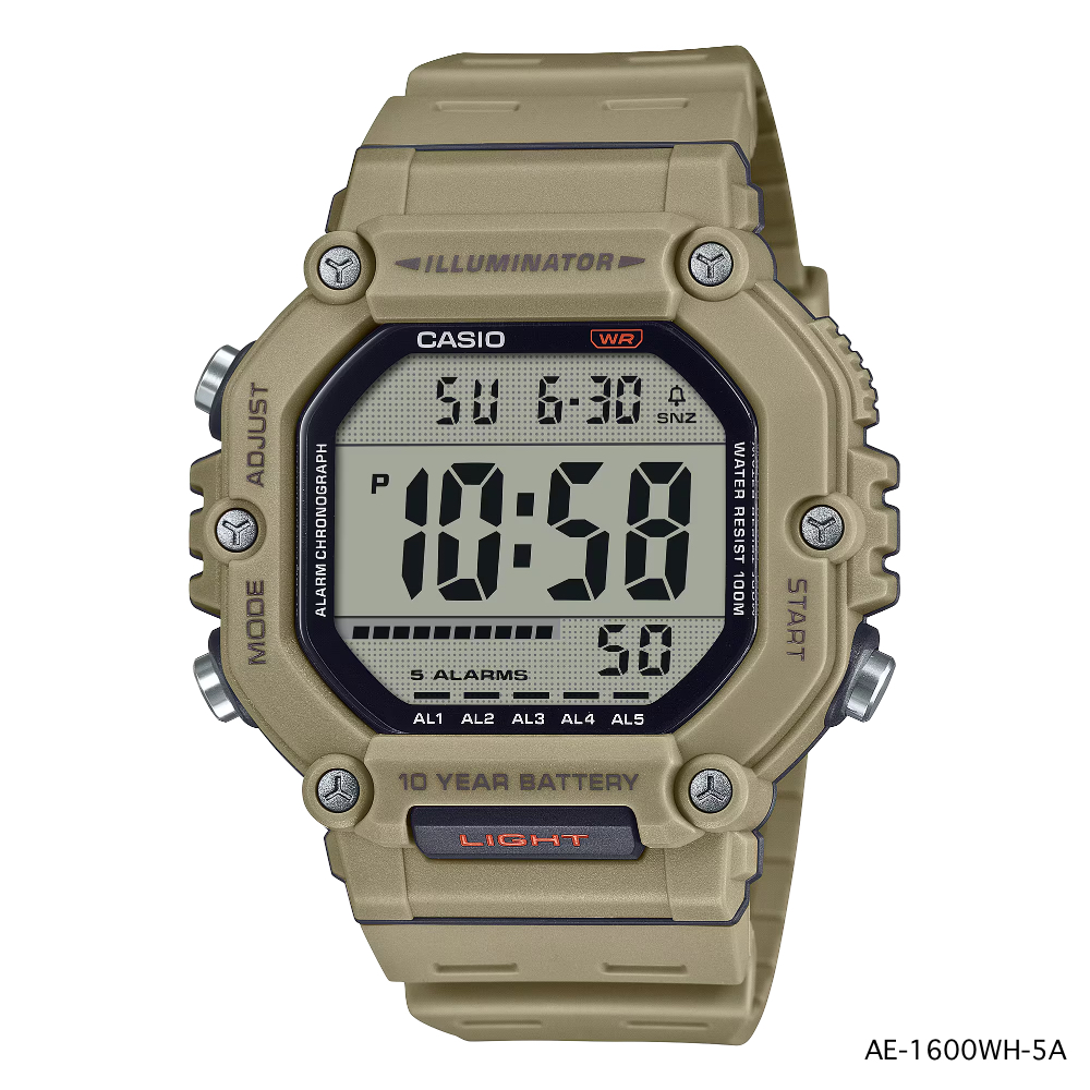นาฬิกาข้อมือผู้ชาย คาสิโอ Casio Digital Men AE-1600H Series AE-1600H-1A | AE-1600H-5A | AE-1600H-8B