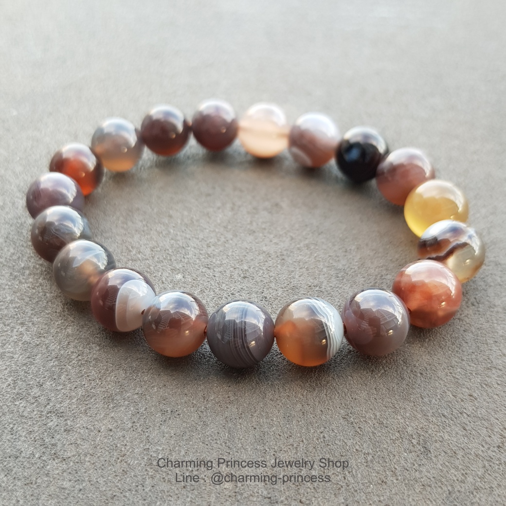 Botswana Agate or "Change Stone" 10 mm บอตสวานา อาเกต หินแห่งการเปลี่ยนแปลงที่ดี เหมาะสำหรับผู้ที่กำลังคิดโยกย้ายหรือเปลี่ยนแปลงหน้าที่การงาน