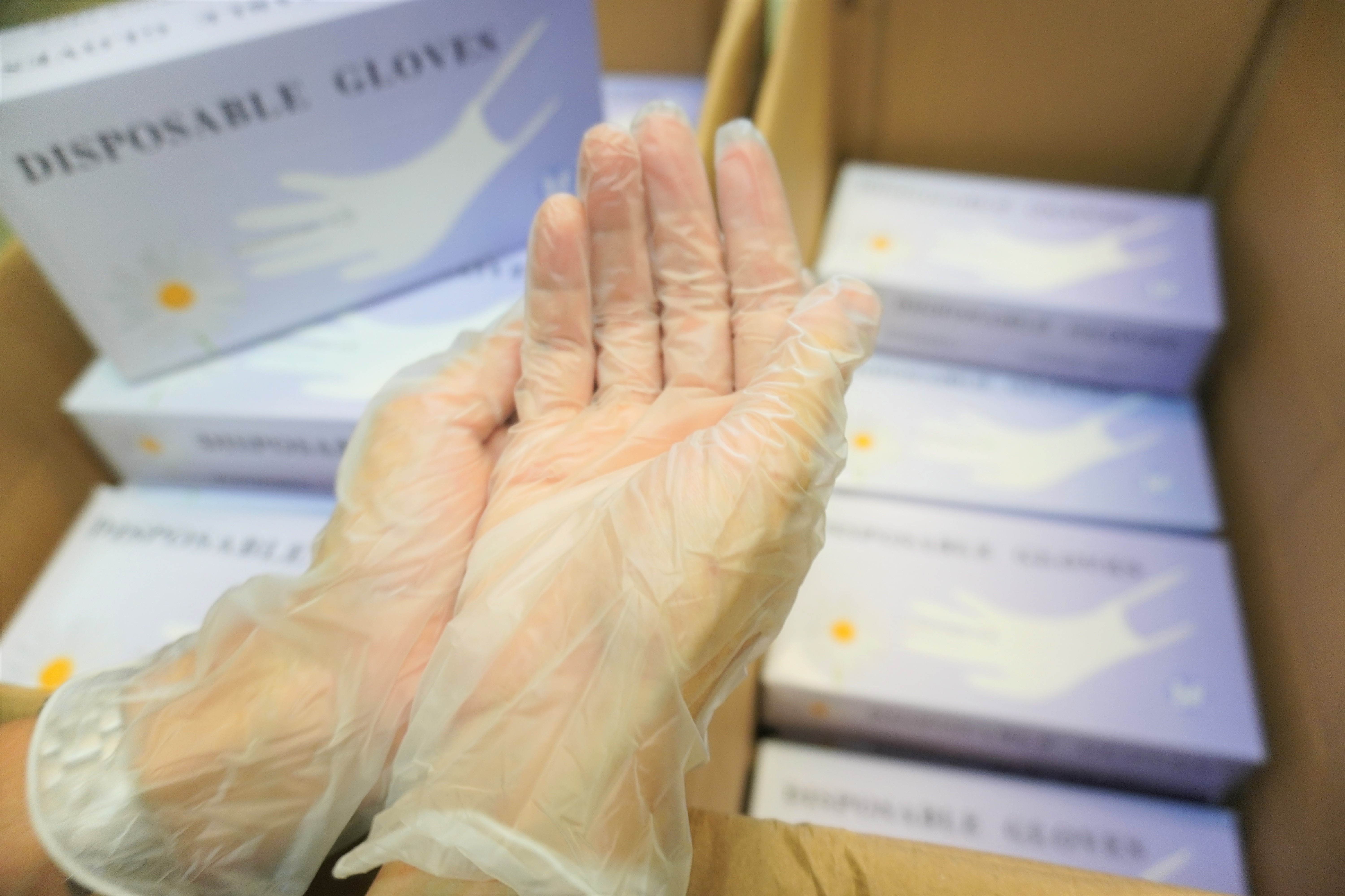 ซื้อ 2กล่องคุ้มกว่า!! ถุงมือยาง PVC ไร้แป้งจากโรงงาน ป้องกันเชื้อโรค ทำความสะอาด (1 กล่องมี 50 ชิ้น) มีไซส์ให้เลือก