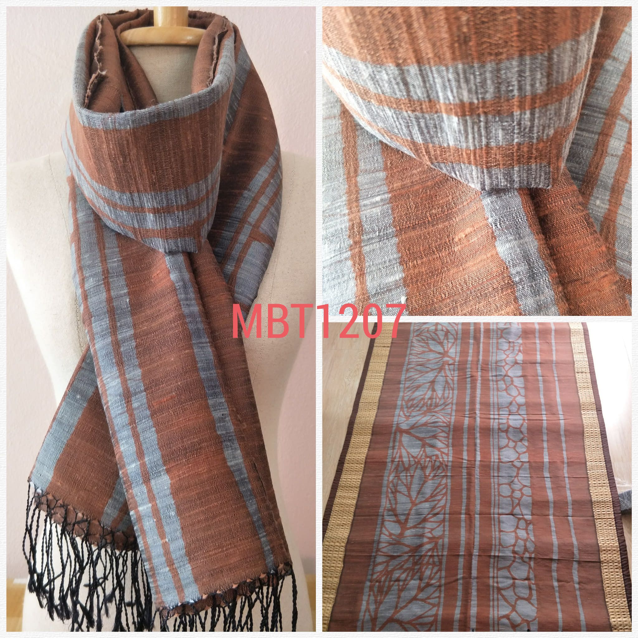 ผ้าคลุมไหล่ ไหมแท้ทอมือ ลายบาติก /Thai Silk Hand-woven Batik Shawls