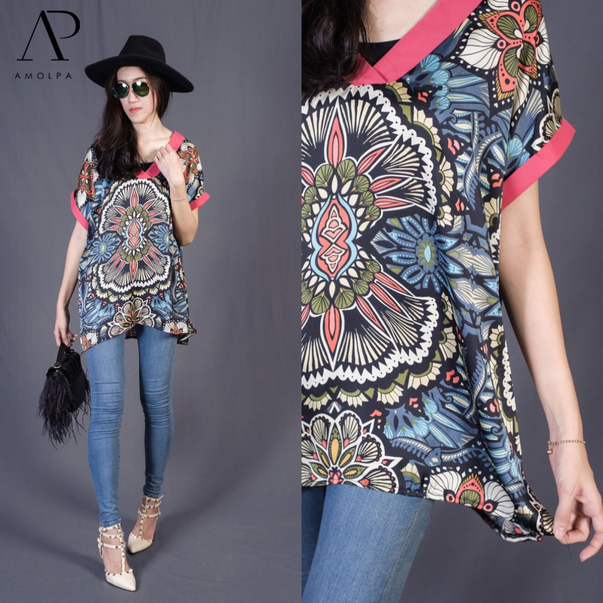 เสื้อผ้าซาตินซิลล์ปริ้นลายดอกไม้คมชัด สีสันสวยสดใส ดูเด่น สไตล์โคเรีย ใส่สบายมากค่ะ เนื้อผ้าซาตินเนื้อนุ่ม ลื่น แพทเทิร์นทรงโอเวอร์ไซส์ สไตล์โคเรีย ดีเทลเล่นขอบเข้มด้วยผ้าคอตต้อนตัดสี ปลายเสื้อเคิฟ ใส่สวยสไตล์สาวโคเรียเลยค่ะ ห้ามพลาดเลยนะคะ