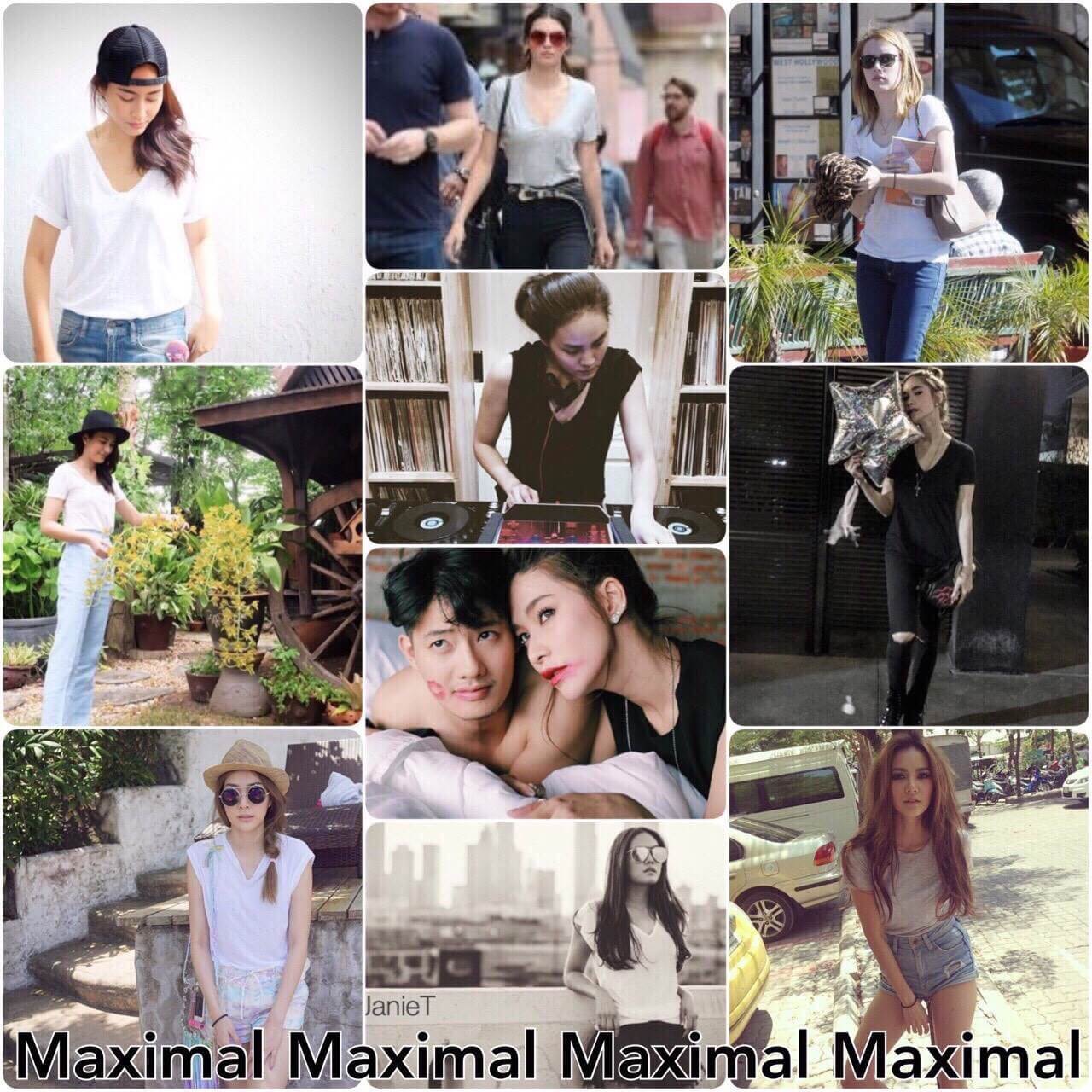 เสื้อคอวีแขนสั้นผ้าสลาฟ เสื้อทรงสวยแบบดาราใส่