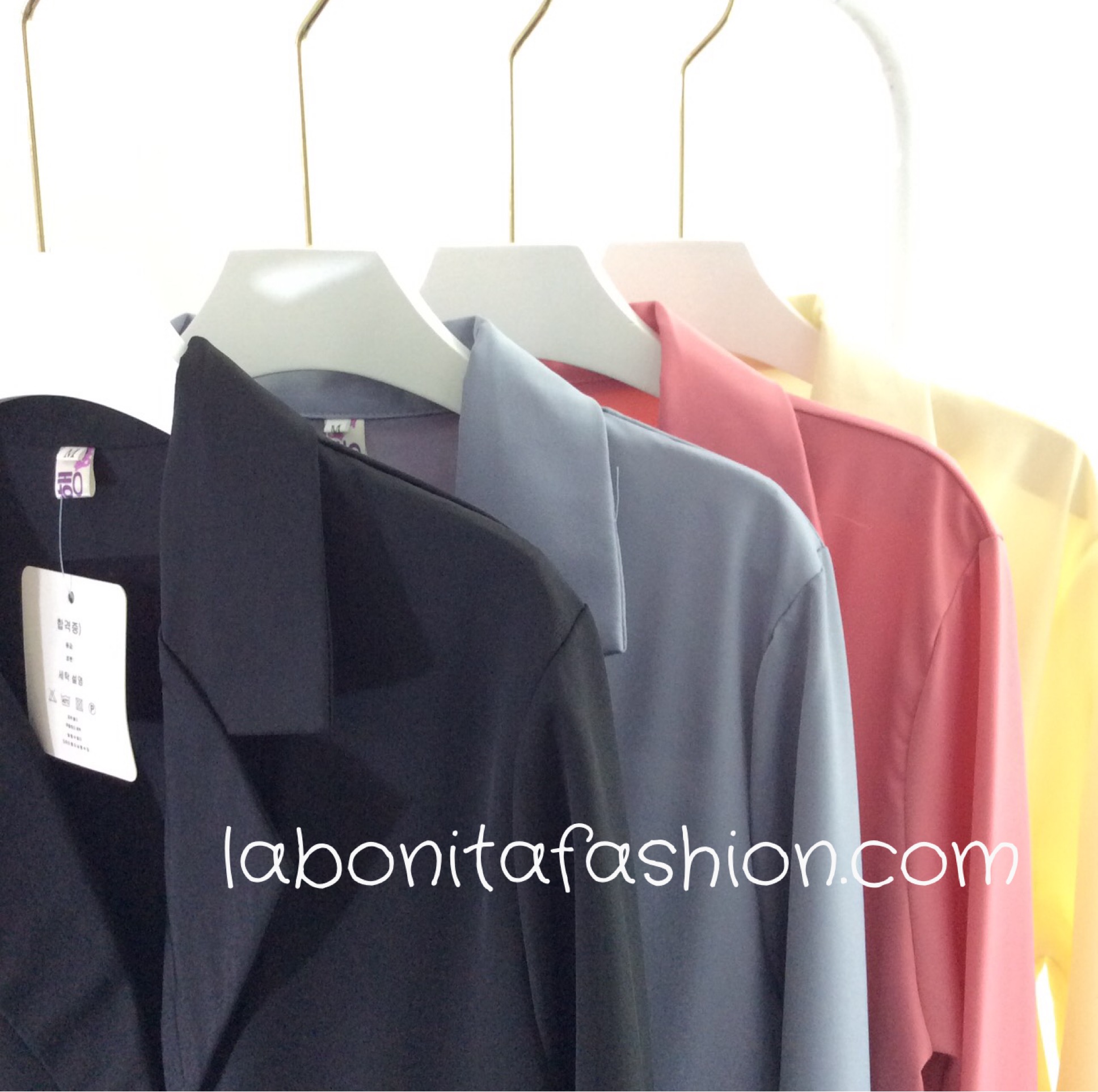 เสื้อสูททรงหลวมสไตล์เกาหลี ผ้าลื่นรีดง่าย