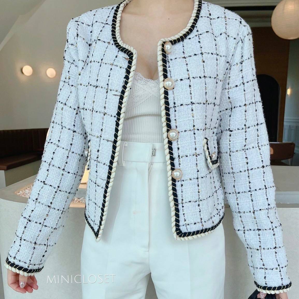 เสื้อทวีตแขนยาว เสื้อคลุมผ้าทวิต