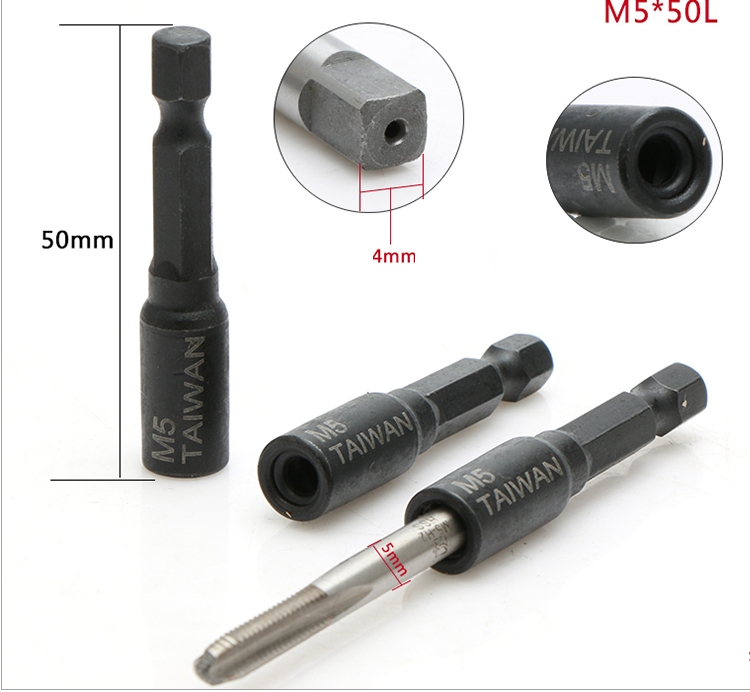 AD46 ชุดบล็อกสำหรับใส่ดอกต๊าป M4-M14 แกนหกเหลี่ยม 1/4 *** ไมไ่ด้แถมดอกต๊าป