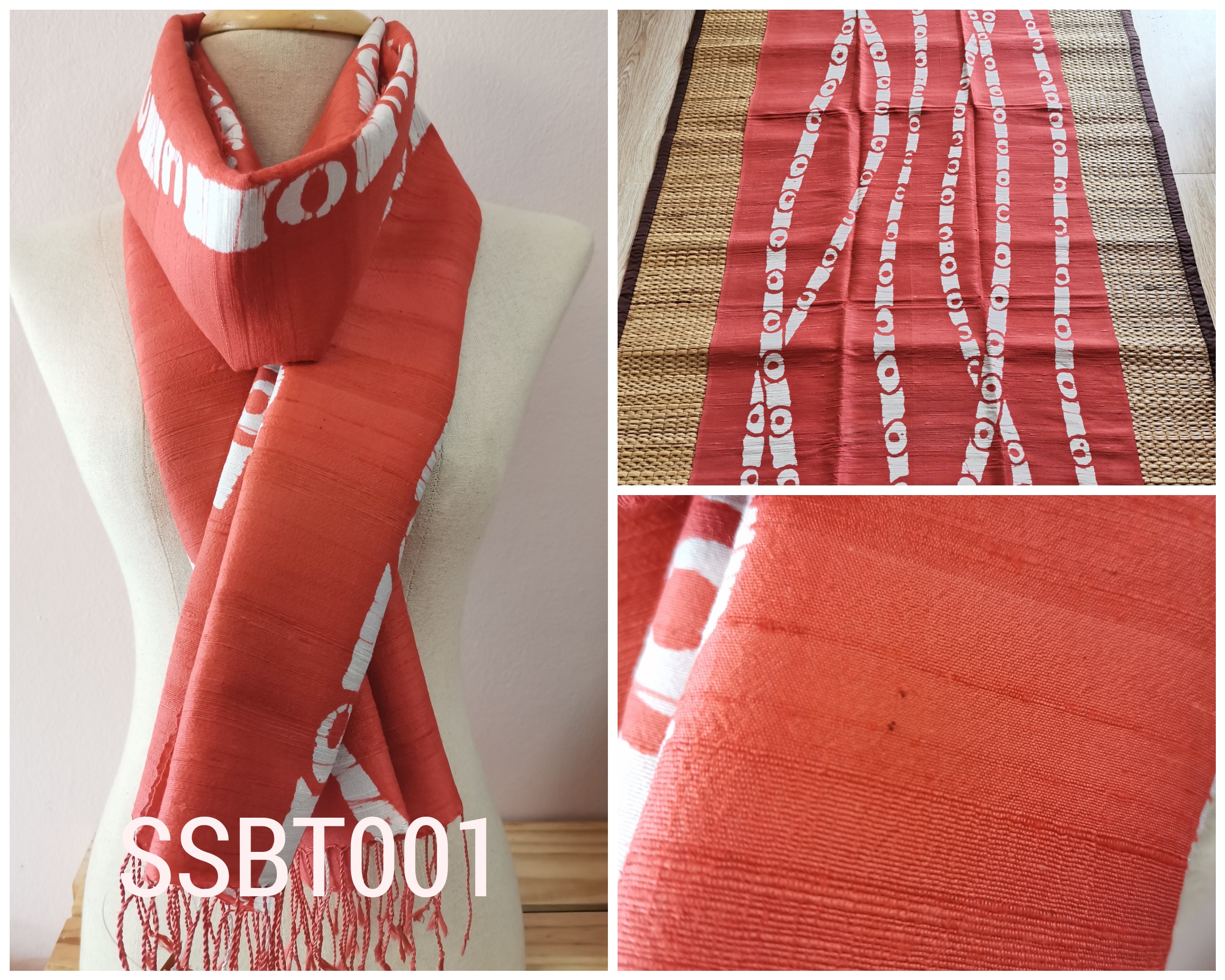 ผ้าพันคอ-คลุมไหล่ไหมแท้ทอมือ ลายบาติก Handmade