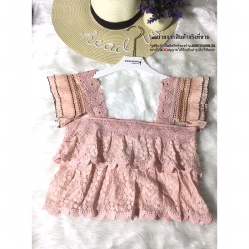 เสื้อลูกไม้วัยรุ่น เสื้อลูกไม้สีชมพู ทรงสวยน่ารักๆ