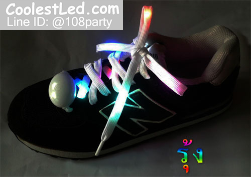 เชือกรองเท้าไนล่อนเรืองแสง มีไฟ Led กระพริบ แบบสีเดียว ทำจากเชือกรองเท้าไนล่อน