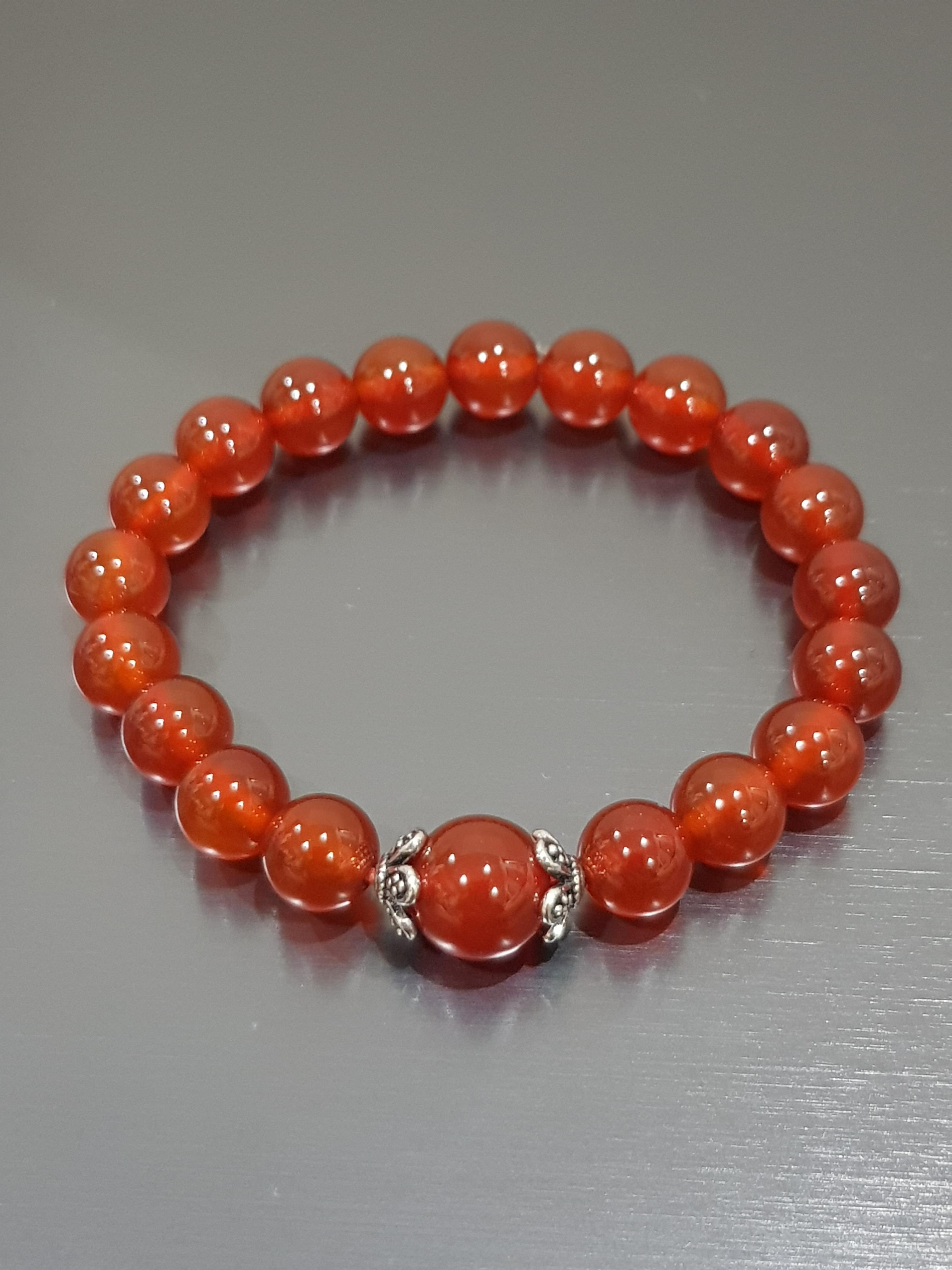 Carnelian คาร์เนเลียน คาเรเนียน 8 & 10 มม ประดับดอกไม้เงินแท้ เทวีแห่งความอุดมสมบูรณ์ ช่วยเรื่องการเงินและสุขภาพ