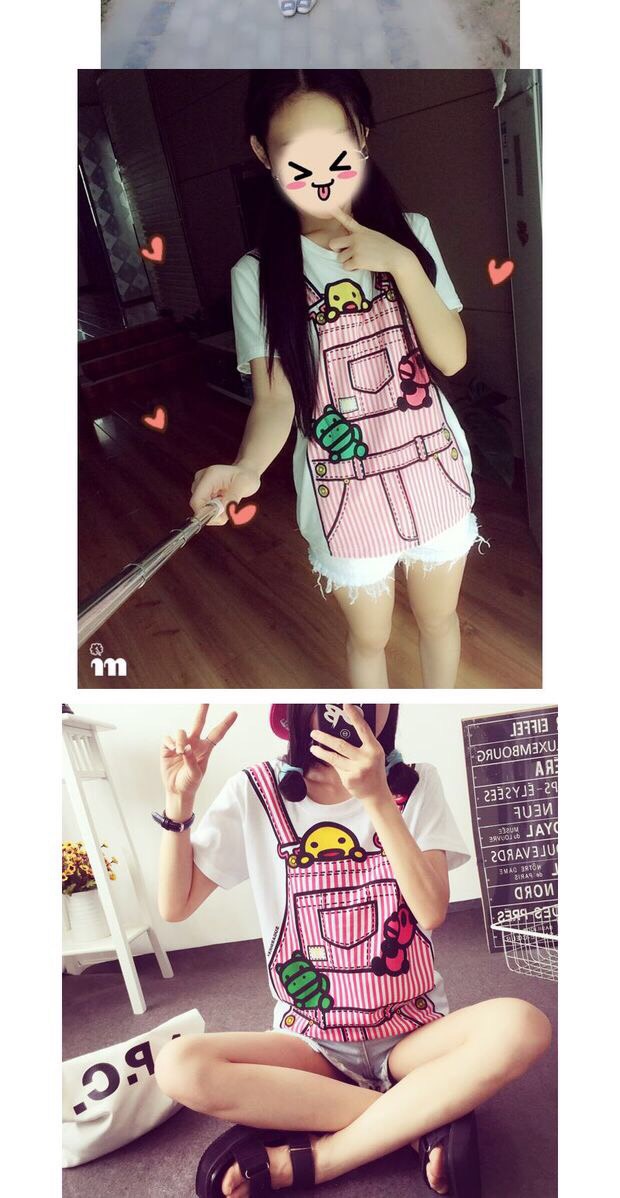 เสื้อยืดลายเอี๊ยมน่ารักเว่อ เหมือนใส่เอี๊ยมจริง น่ารักสุดๆ