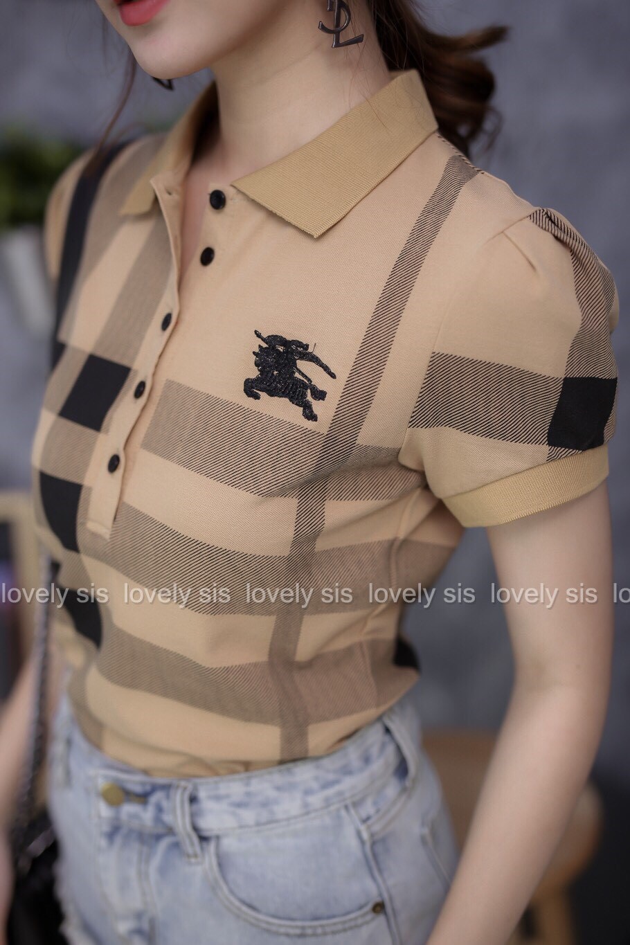 เสื้อโปโลแขนตุ๊กตา ลายแบรนด์ burberry