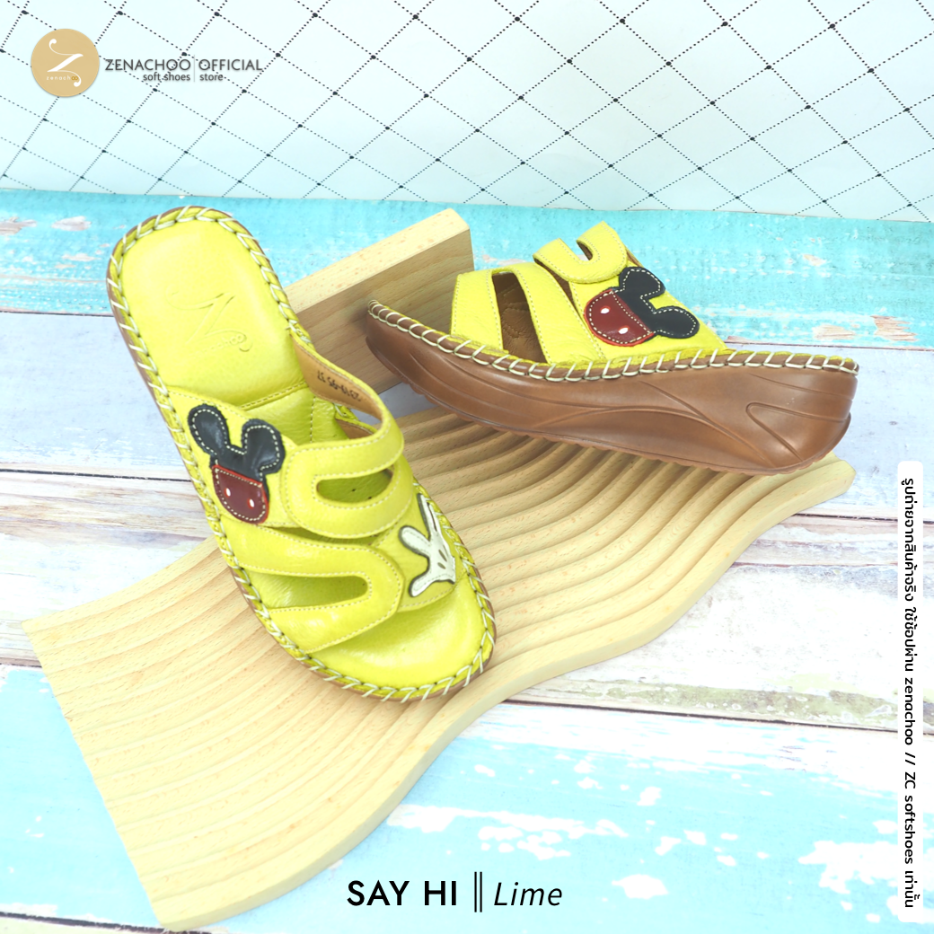 ทรงปกติ เปลี่ยนไซส์ได้-ไม่รับคืน Zenachoo รองเท้าสุขภาพ หนังแท้ทั้งคู่ รุ่น Hi Five สูง 2 นิ้ว น่ารักมาก รับประกันความนุ่มสบาย