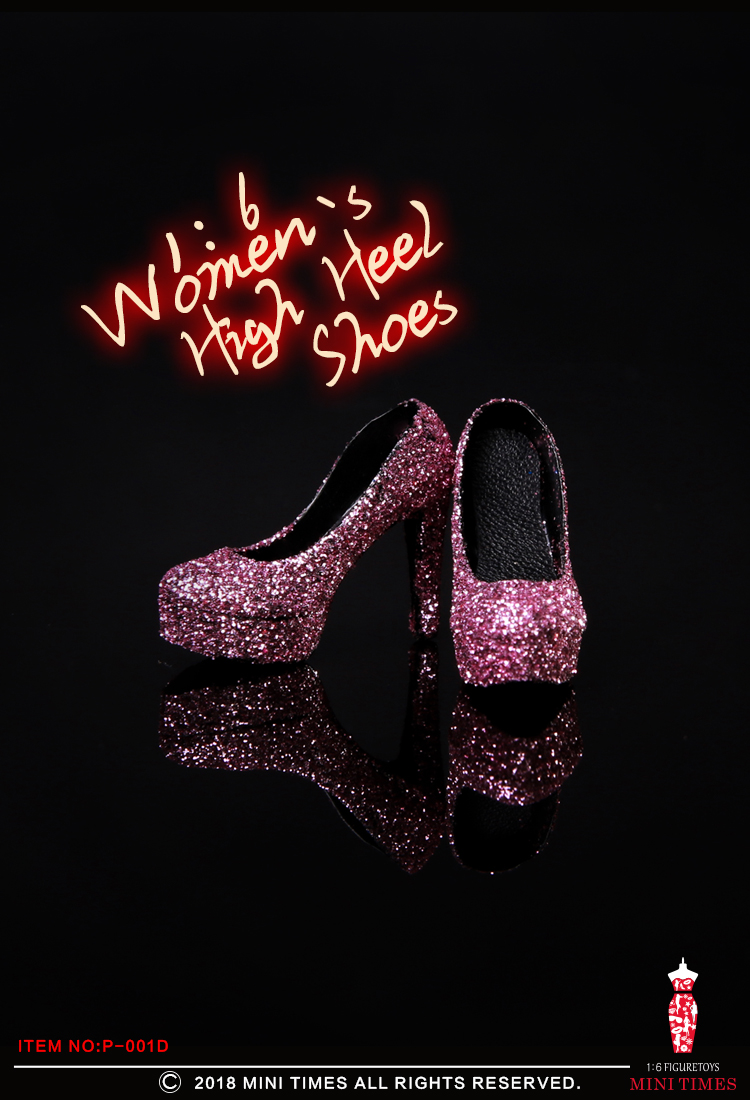 Mini Times toys P-001 Sequined gold silk crystal high heels