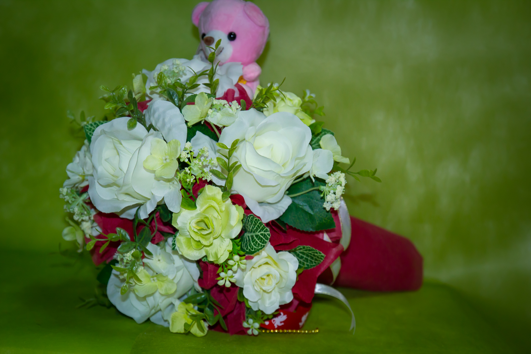 ช่อดอกไม้แห้ง ดอกกุหลาบคละสี