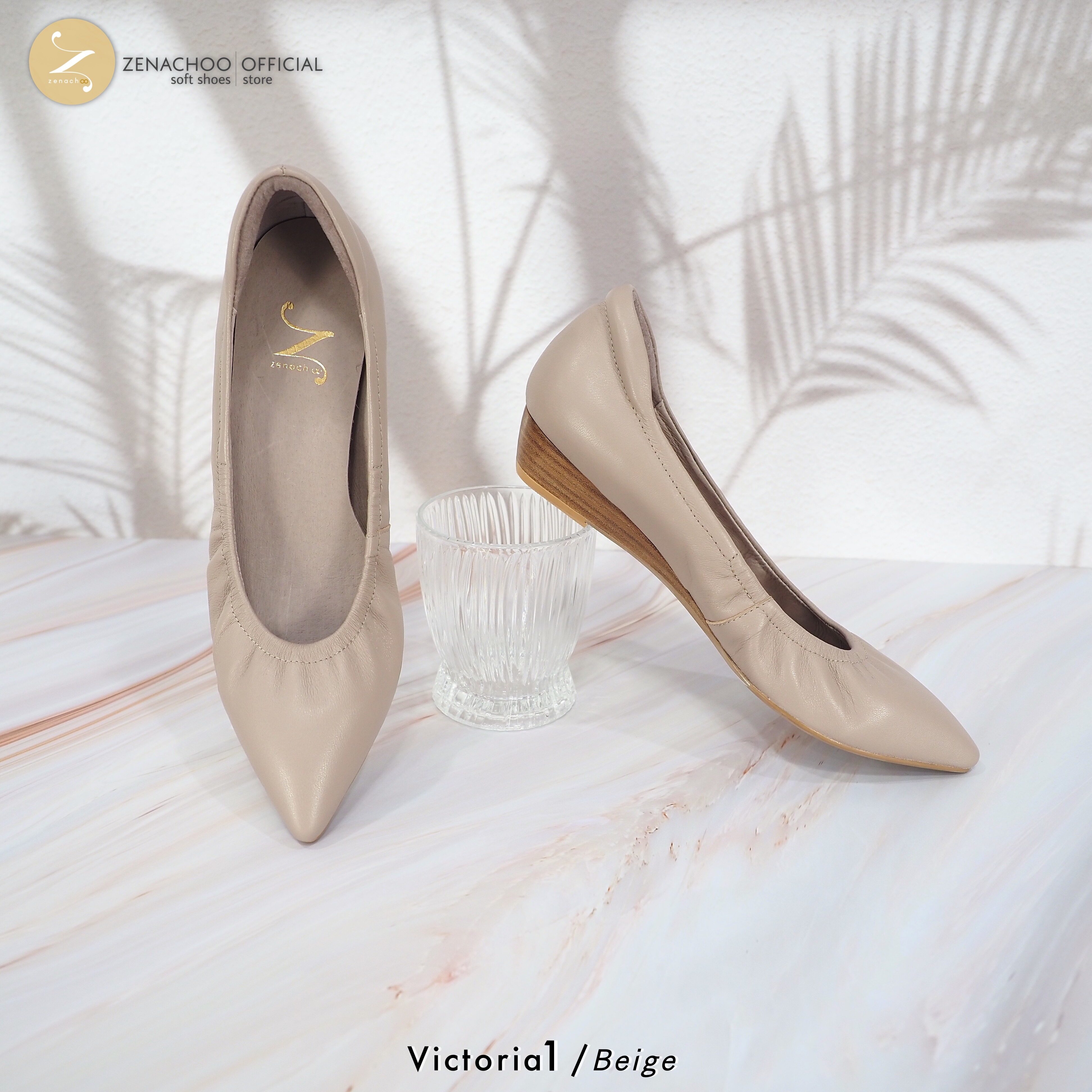 ทรงปกติ เปลี่ยนไซส์ได้ ไม่รับคืน Zenachoo Victoria1 สูง 1 นิ้ว ส้นเตารีด รองเท้าหนังแกะแท้ ทรงสวยมาก