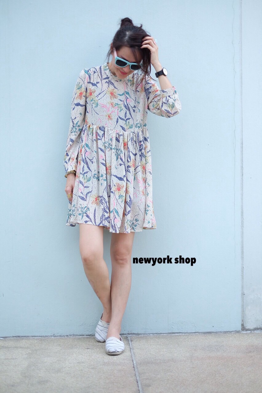 เดรสแขนยาวผ้าชีฟอง ลายน่ารัก งานสวย เนื้อผ้าใส่สบาย ตัวเดียวจบ