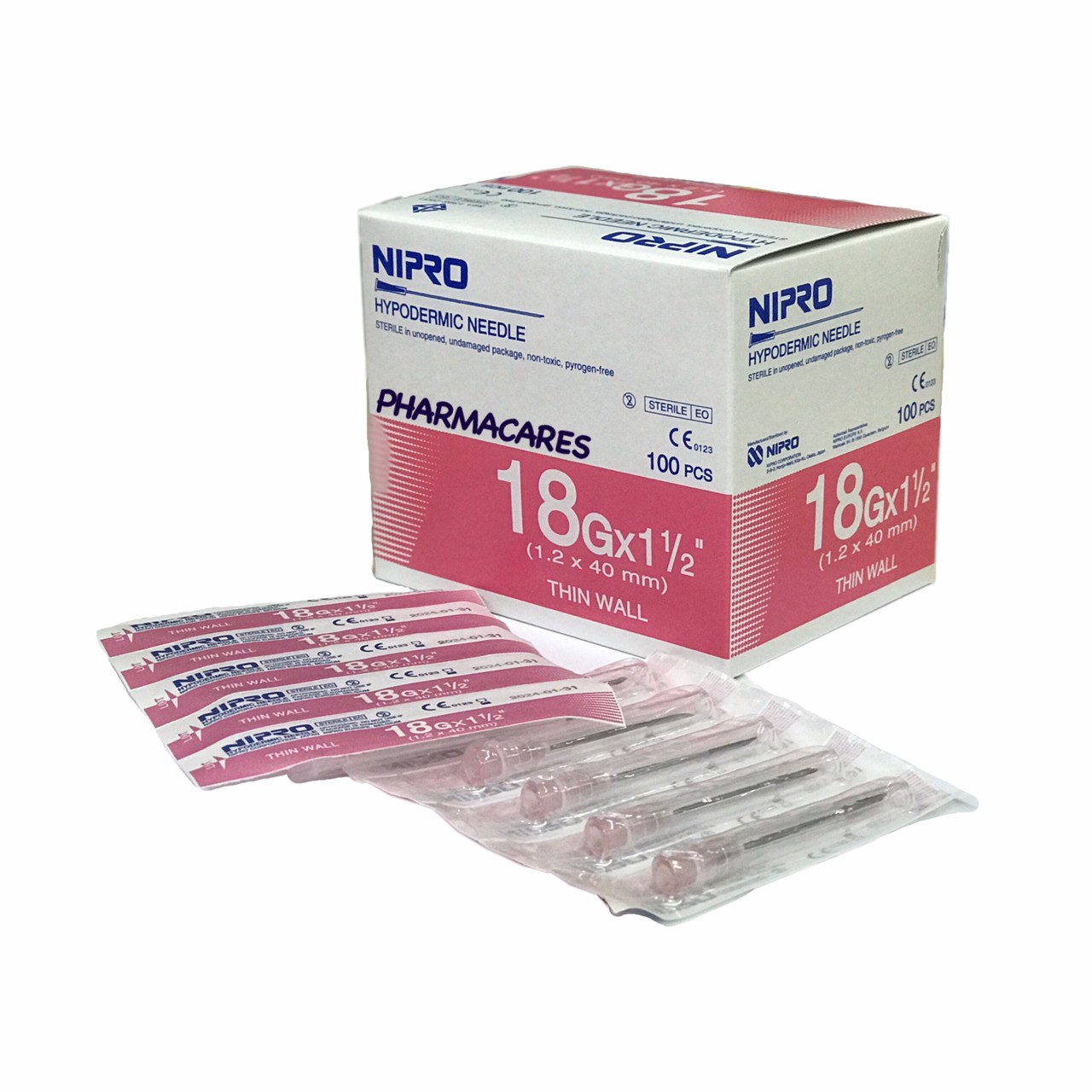 NIPRO 18Gx1 1/2 นิ้ว (1กล่อง100 ชิ้น) นิโปร