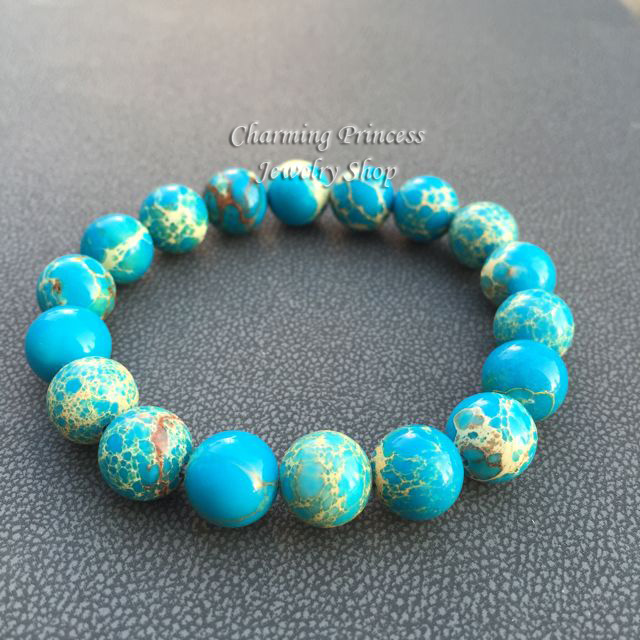 Variscite (Blue) วาริสไซต์ 10 มม เป็นหินที่นำมาซึ่งความสุข ความสงบในจิตใจ และ ความรัก
