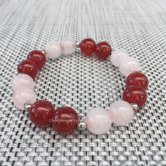 Rose Quartz and Carnelian โรสควอทซ์ คาร์เนเลี่ยน 10 มม กิจสำเร็จ ผู้ใหญ่ให้ความเมตตา