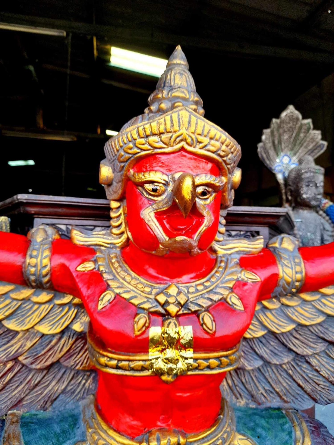 พญาครุฑไม้สัก ครุฑไม้แกะสลัก ขนาด110ซม