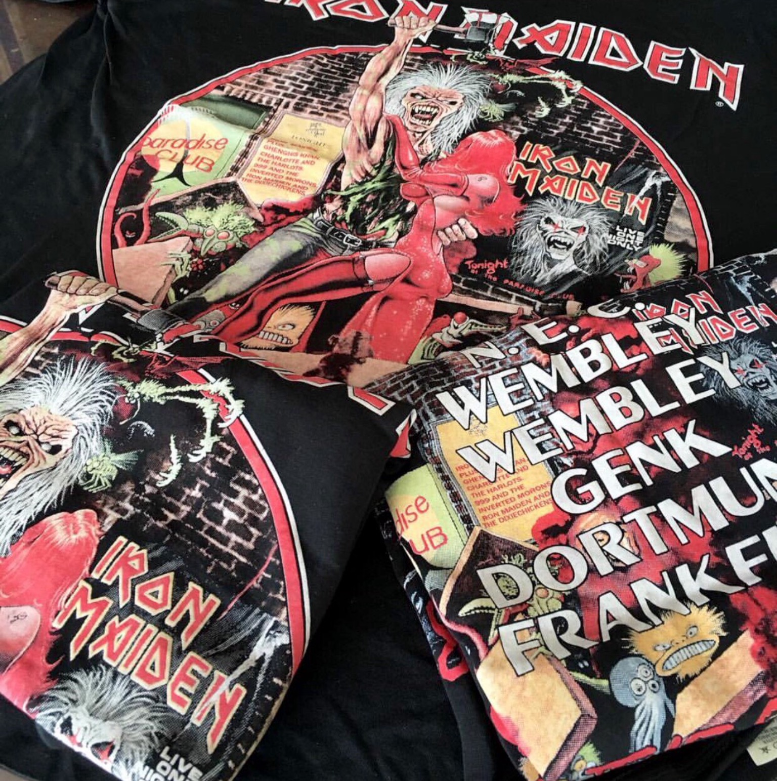 มาเพิ่มแล้วจ้าาา เสื้อIRON-MAIDEN เสื้อยืดมุ้งผ้าบางเฉียบ สกรีนหน้า-หลัง สกรีน7สี ลายlive one night only