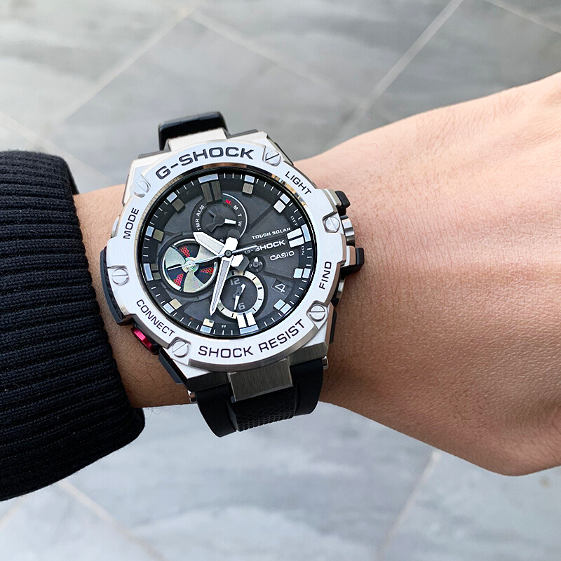 นาฬิกาข้อมือ Casio G-Shock G-Steel Bluetooth GST-B100 GST-B100-1A สายเรซิ่น GST-B100-1A