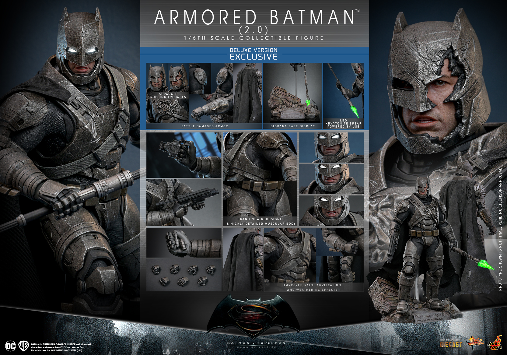 Hot Toys MMS743D63 Batman v Superman: Dawn of Justice - Armored Batman (2.0) [Deluxe Version]