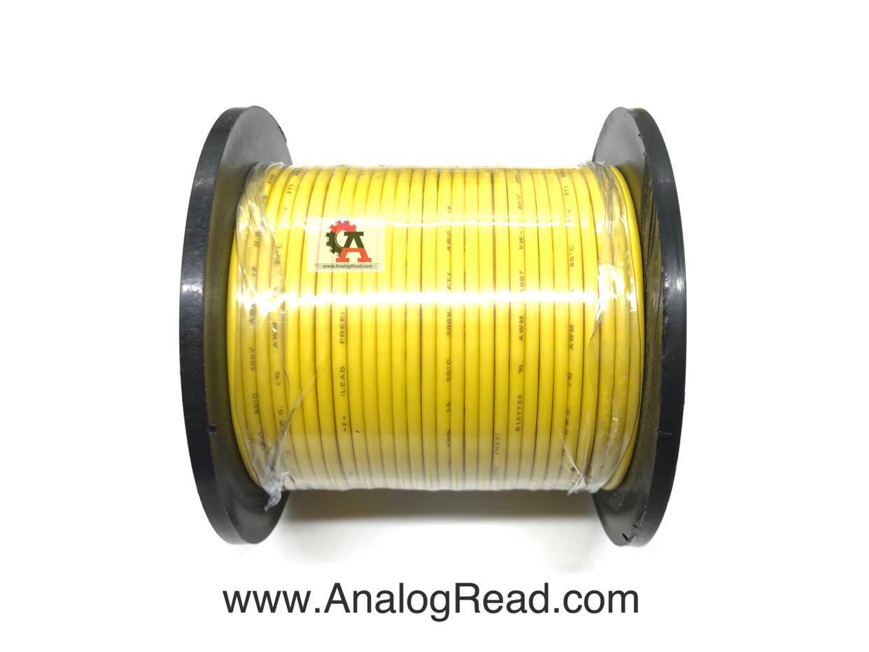 สายไฟสีเหลือง 18AWG (ม้วน)
